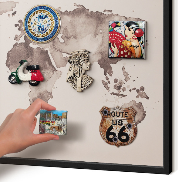 Panou magnetic mural decorativ cadru negru Harta lumii