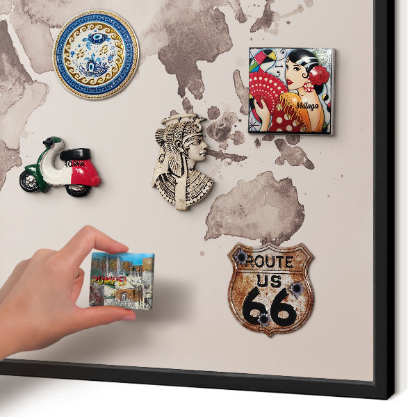 Panou magnetic mural decorativ cadru negru Harta lumii