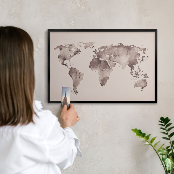 Panou magnetic mural decorativ cadru negru Harta lumii