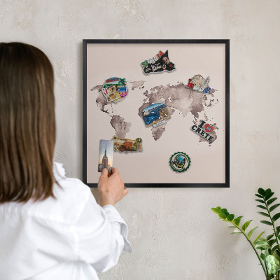 Panou magnetic mural decorativ cadru negru Harta lumii