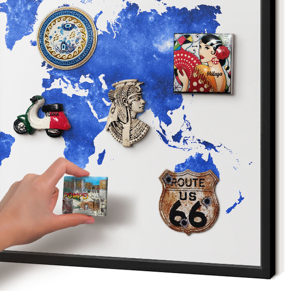 Panou magnetic mural decorativ cadru negru Harta lumii