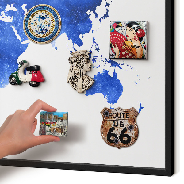Panou magnetic mural decorativ cadru negru Harta lumii