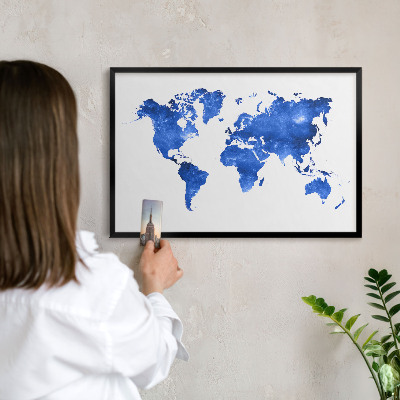Panou magnetic mural decorativ cadru negru Harta lumii