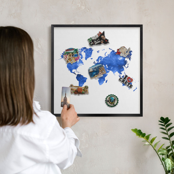 Panou magnetic mural decorativ cadru negru Harta lumii