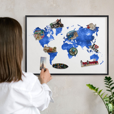 Panou magnetic mural decorativ cadru negru Harta lumii