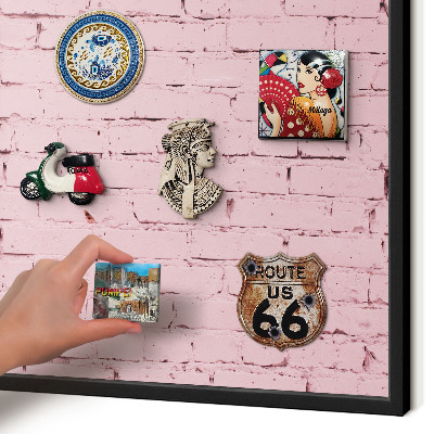 Panou magnetic mural decorativ cadru negru Cărămidă roz