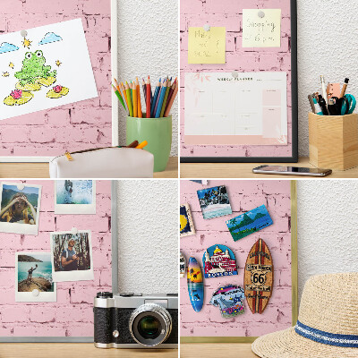 Panou magnetic mural decorativ cadru negru Cărămidă roz