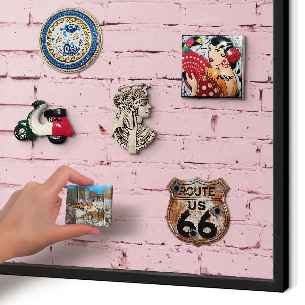Panou magnetic mural decorativ cadru negru Cărămidă roz