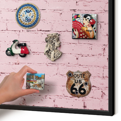 Panou magnetic mural decorativ cadru negru Cărămidă roz