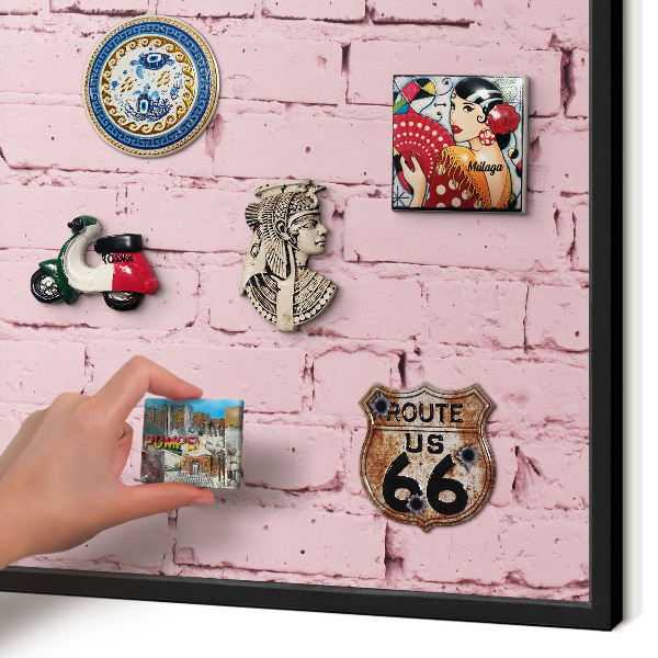 Panou magnetic mural decorativ cadru negru Cărămidă roz