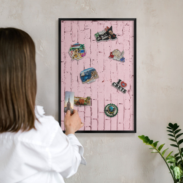 Panou magnetic mural decorativ cadru negru Cărămidă roz