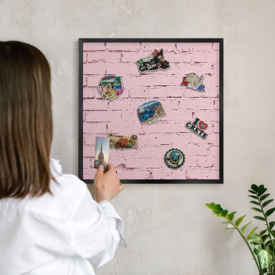 Panou magnetic mural decorativ cadru negru Cărămidă roz