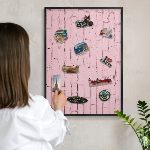 Panou magnetic mural decorativ cadru negru Cărămidă roz