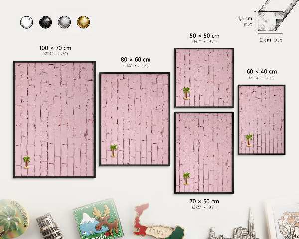 Panou magnetic mural decorativ cadru negru Cărămidă roz
