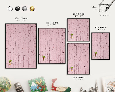 Panou magnetic mural decorativ cadru negru Cărămidă roz