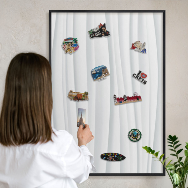 Panou magnetic mural decorativ cadru negru Valuri albe