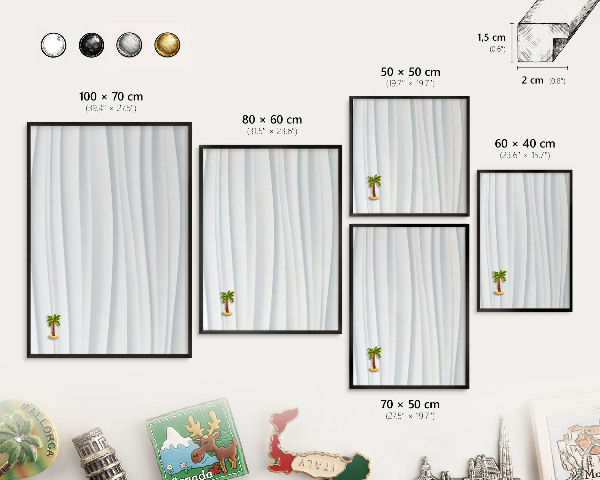 Panou magnetic mural decorativ cadru negru Valuri albe