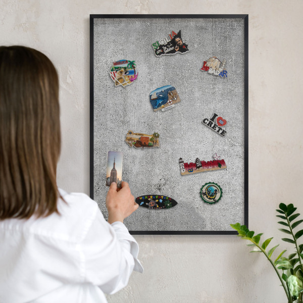 Panou magnetic mural decorativ cadru negru Model de beton