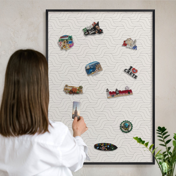 Panou magnetic mural decorativ cadru negru Valuri line
