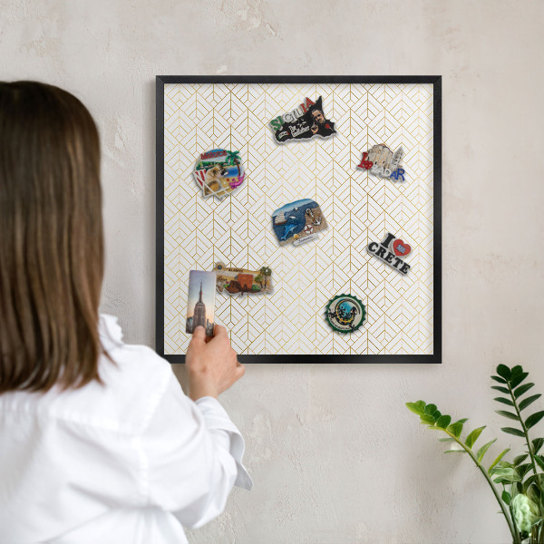 Panou magnetic mural decorativ cadru negru Geometria frunzelor