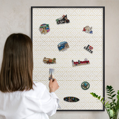 Panou magnetic mural decorativ cadru negru Geometria frunzelor
