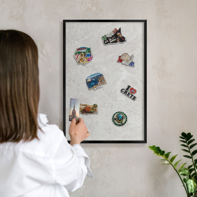 Panou magnetic mural decorativ cadru negru Marmură gri