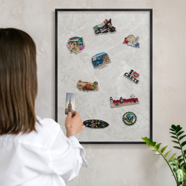 Panou magnetic mural decorativ cadru negru Marmură gri
