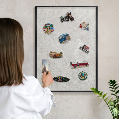 Panou magnetic mural decorativ cadru negru Marmură gri