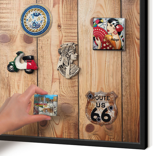 Panou magnetic mural decorativ cadru negru Scânduri de lemn