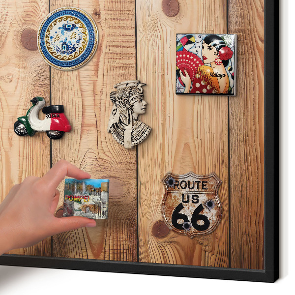 Panou magnetic mural decorativ cadru negru Scânduri de lemn