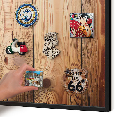 Panou magnetic mural decorativ cadru negru Scânduri de lemn
