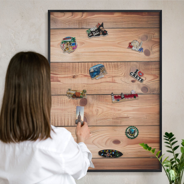 Panou magnetic mural decorativ cadru negru Scânduri de lemn