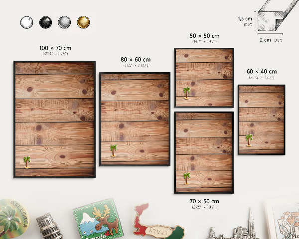 Panou magnetic mural decorativ cadru negru Scânduri de lemn