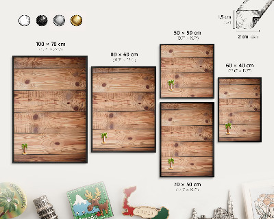 Panou magnetic mural decorativ cadru negru Scânduri de lemn