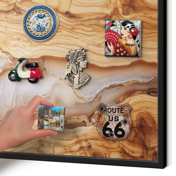 Panou magnetic mural decorativ cadru negru Eleganță din lemn