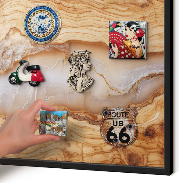 Panou magnetic mural decorativ cadru negru Eleganță din lemn