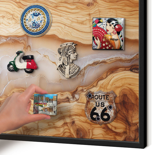 Panou magnetic mural decorativ cadru negru Eleganță din lemn