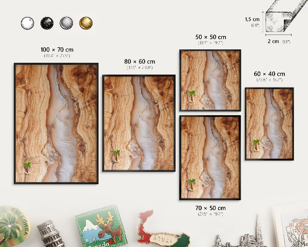 Panou magnetic mural decorativ cadru negru Eleganță din lemn