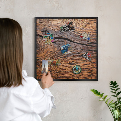 Panou magnetic mural decorativ cadru negru Textură lemn
