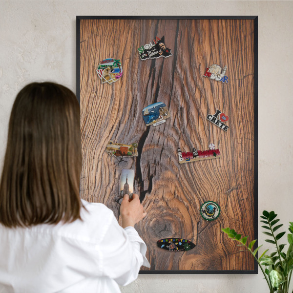 Panou magnetic mural decorativ cadru negru Textură lemn