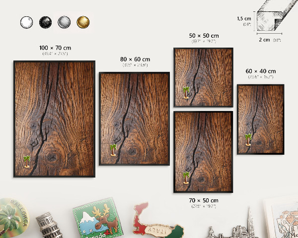 Panou magnetic mural decorativ cadru negru Textură lemn