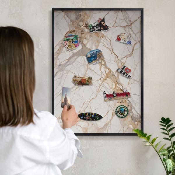 Panou magnetic mural decorativ cadru negru Eleganța marmurei