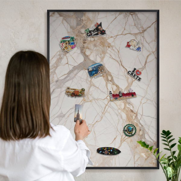 Panou magnetic mural decorativ cadru negru Eleganța marmurei