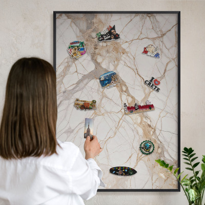 Panou magnetic mural decorativ cadru negru Eleganța marmurei