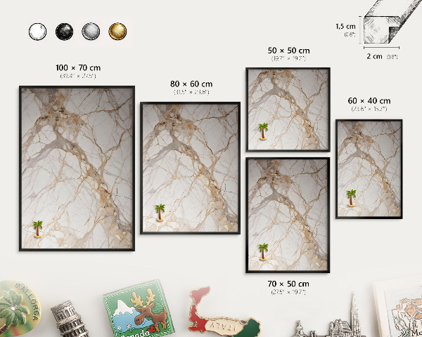 Panou magnetic mural decorativ cadru negru Eleganța marmurei