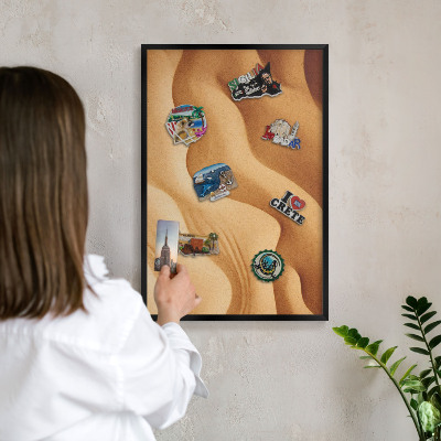 Panou magnetic mural decorativ cadru negru Valuri de nisip