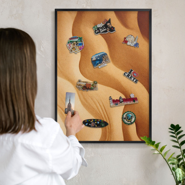 Panou magnetic mural decorativ cadru negru Valuri de nisip