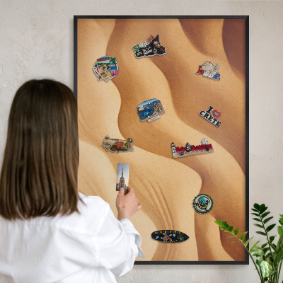 Panou magnetic mural decorativ cadru negru Valuri de nisip