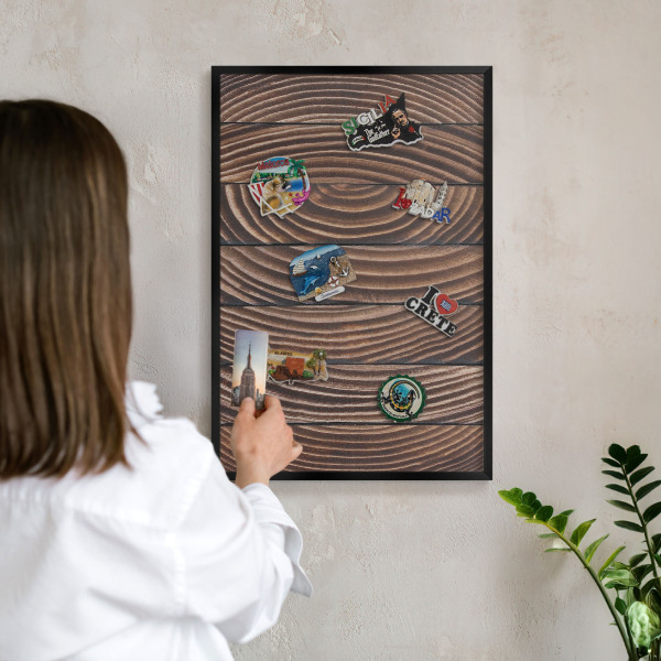 Panou magnetic mural decorativ cadru negru Structură din lemn