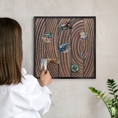 Panou magnetic mural decorativ cadru negru Structură din lemn
